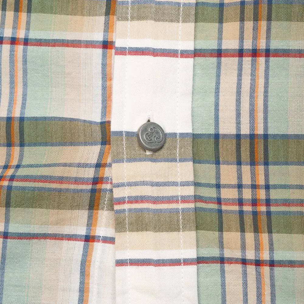 madras check fabric natural white texture lightweight cotton detail