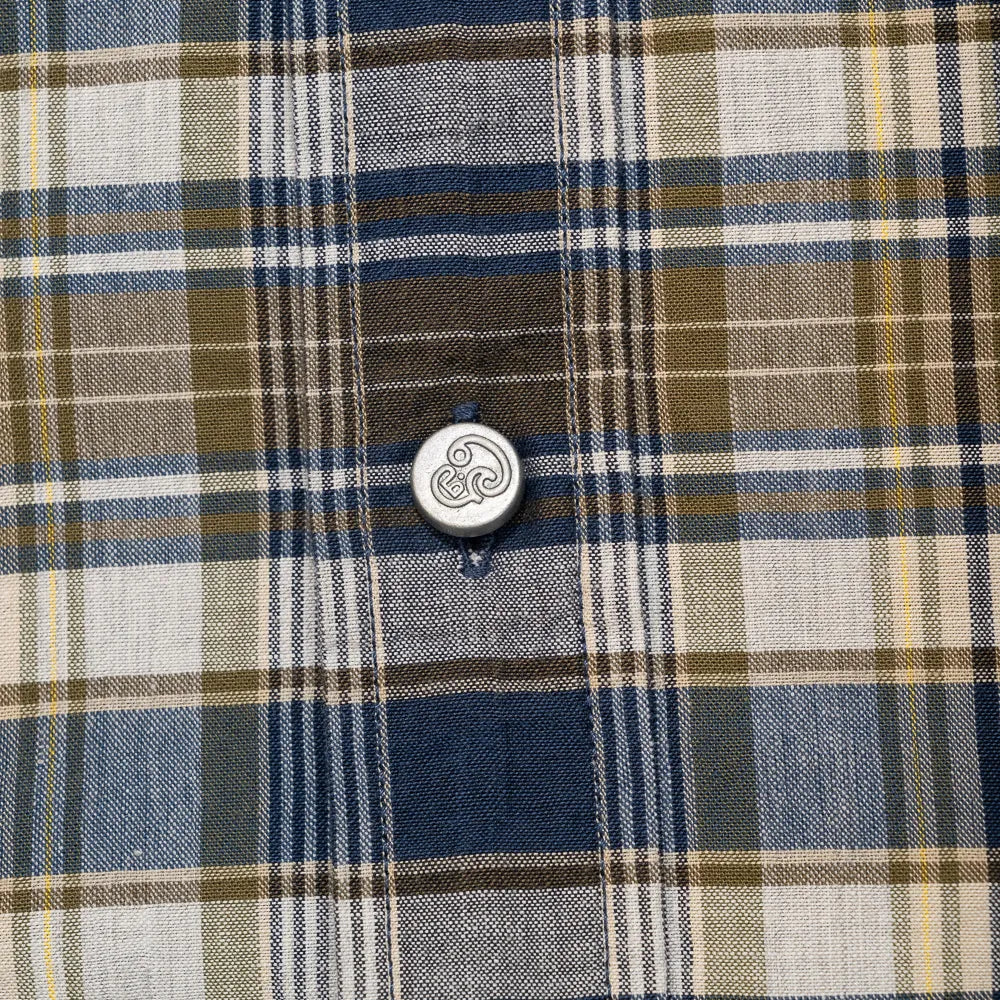 madras cotton shirt navy olive white check lightweight breathable fabric