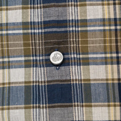 madras cotton shirt navy olive white check lightweight breathable fabric