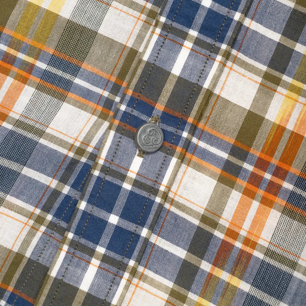 madras check fabric navy natural white texture lightweight cotton detail
