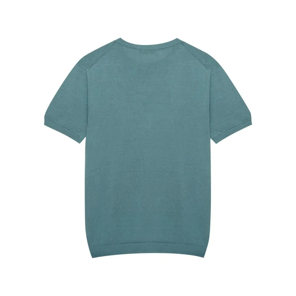 Back view of the Mooncastle Crew Neck Mist Green highlighting the smooth knit surface and minimal, refined construction.