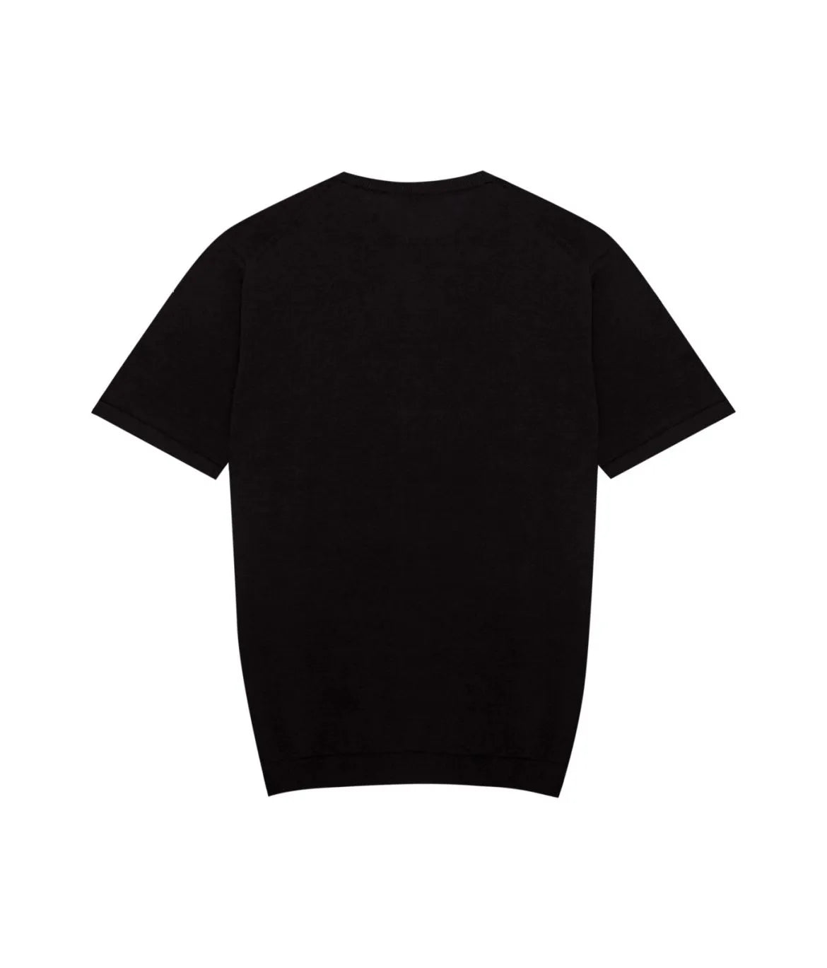 Back view of the Mooncastle Ice Cotton Knit Tee Black showcasing the smooth knit surface and minimal construction.