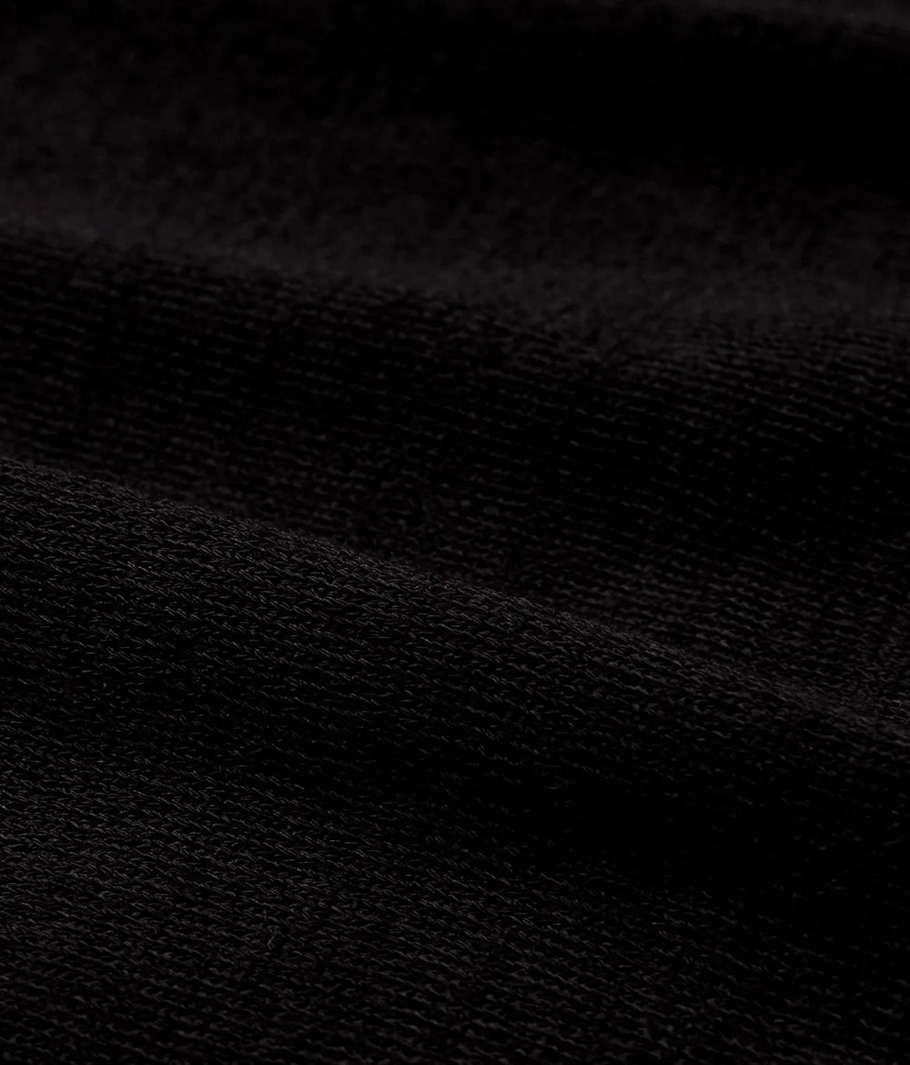 Close-up of the ice cotton knit fabric showing its cool-touch texture, tight weave, and matte black appearance.