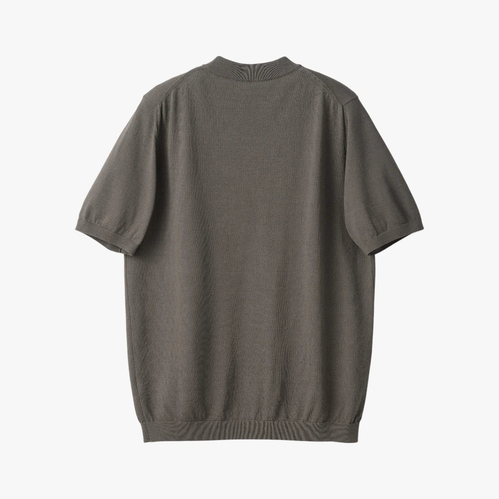 Back view of the Mooncastle Ice Cotton Mock Neck in charcoal showing the smooth knit structure and relaxed fit.