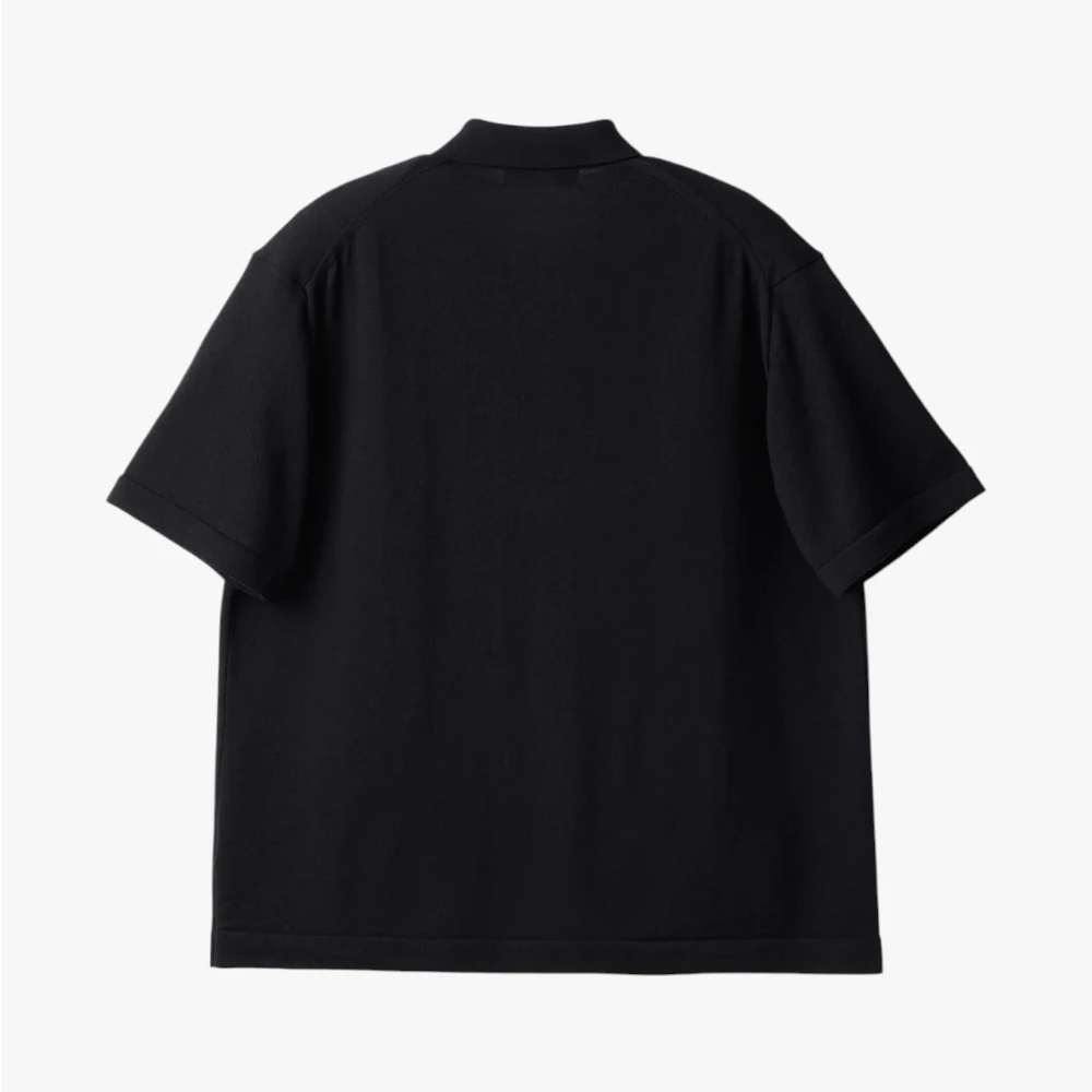 mooncastle ice cotton open collar shirt black collar detail