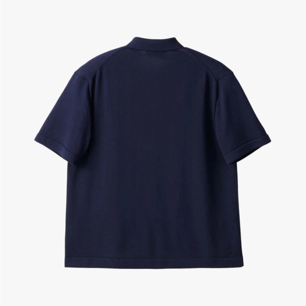 mooncastle ice cotton open collar shirt navy collar detail