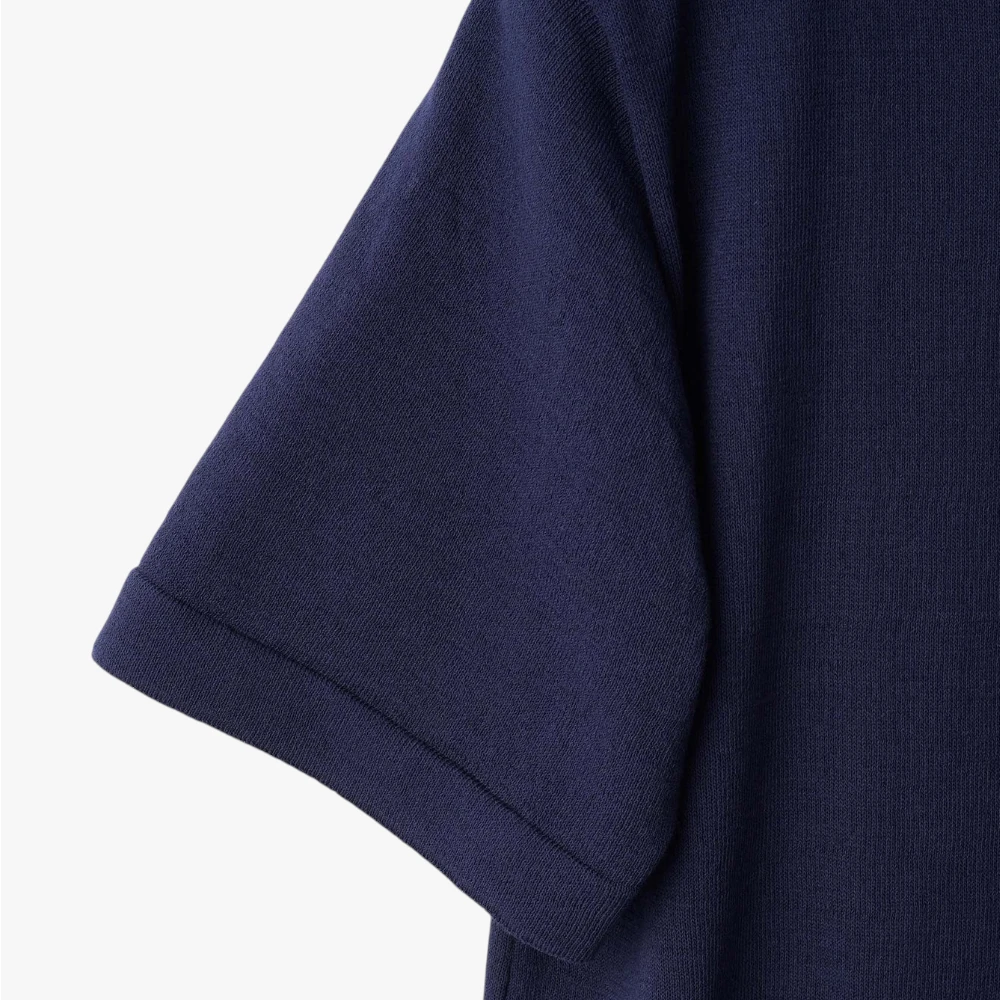 mooncastle ice cotton open collar shirt navy sleeve detail