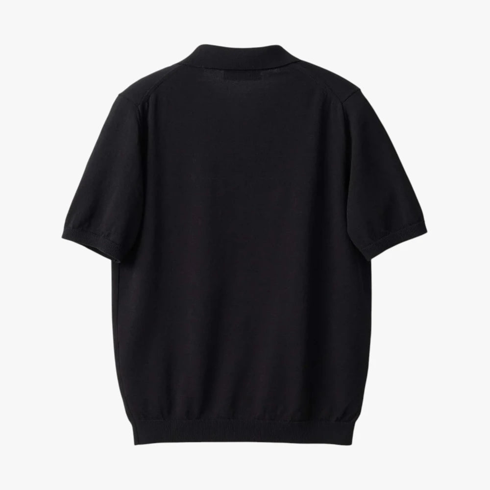 Mooncastle Ice Cotton Skipper Polo Neck Black Back View