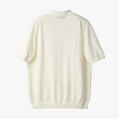 Mooncastle Ice Cotton Skipper Polo Neck Off White Back View