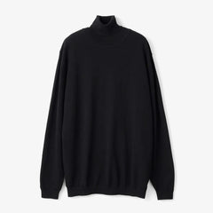 Front view of the Mooncastle Ice Cotton Turtle Neck Black showing the sleek silhouette, breathable ice-cotton knit texture, and deep black tone.