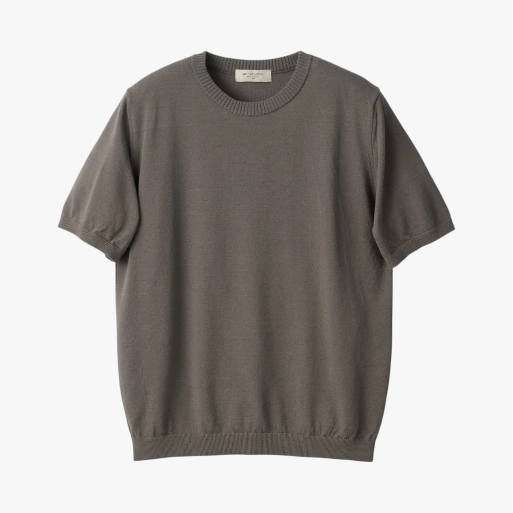 Front view of the Mooncastle Knit Crew Neck in charcoal featuring a clean silhouette and refined knit construction.
