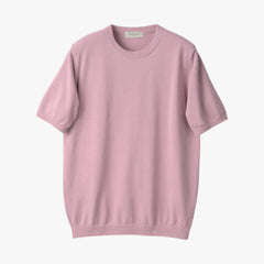 Front view of the Mooncastle Knit Crew Neck in sakura featuring a clean silhouette and refined knit construction.