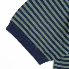 Close-up of the sleeve showing the knit texture and ribbed cuff finishing.
