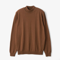 Front view of the Mooncastle Wool Mock Neck Long Sleeve Nutmeg showing the warm brown-nutmeg tone, soft wool texture, and refined mock-neck silhouette.