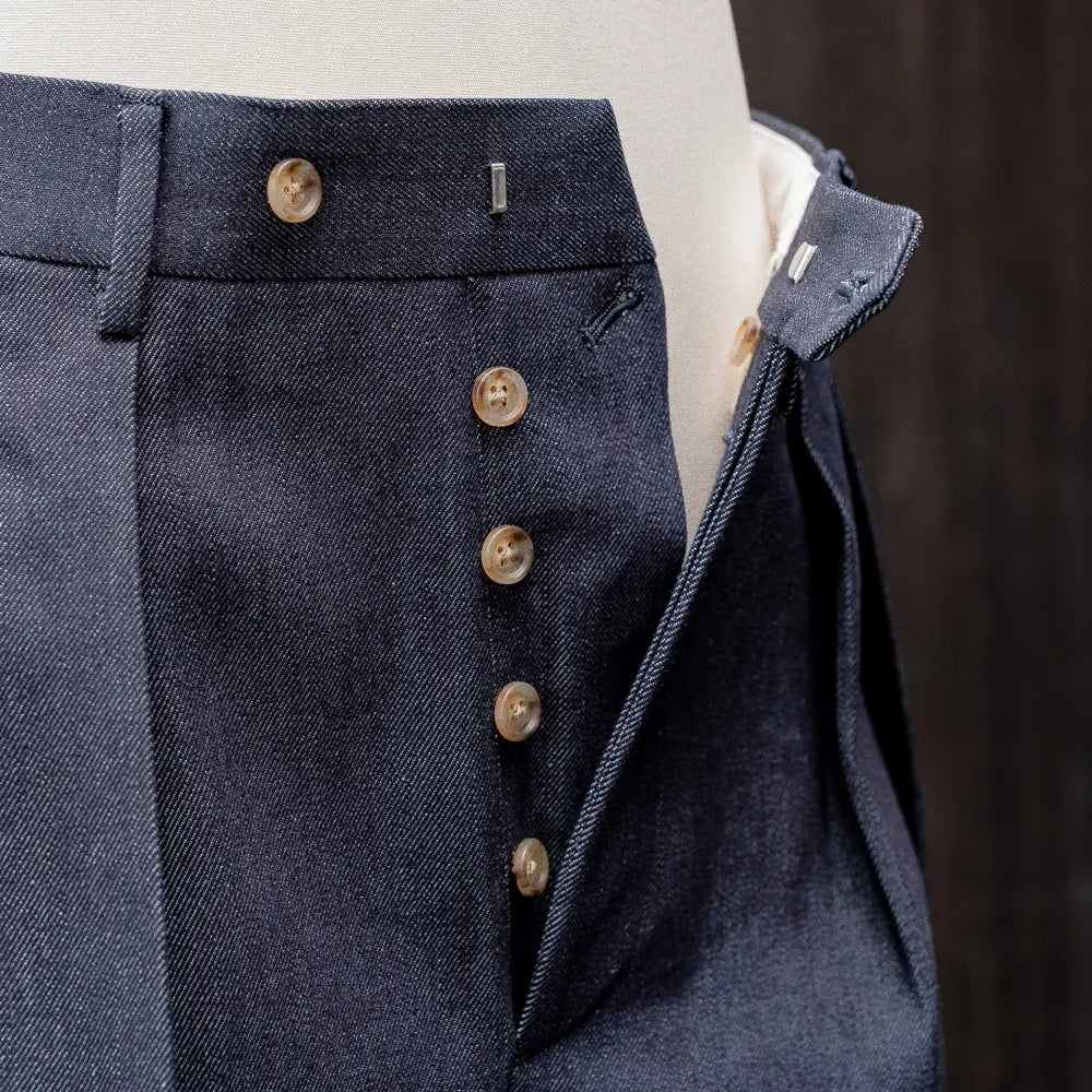 Neat 11.5oz Natural Slub Denim Flare Indigo Waistband Detail