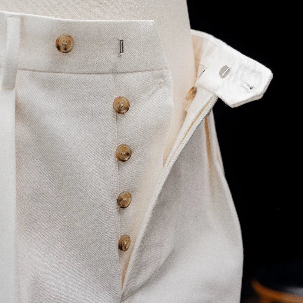 Neat 11.5oz Natural Slub Denim Flare White Waistband Detail