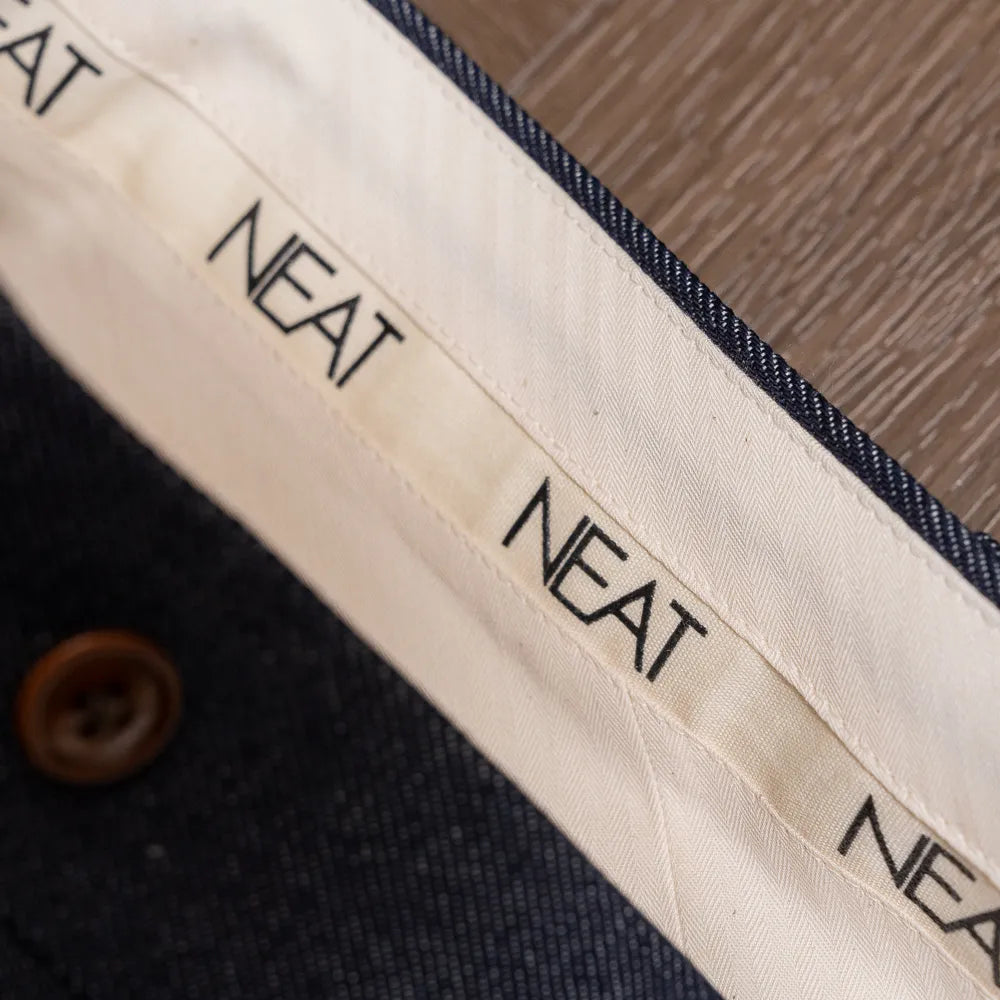 Close-up of the inside waistband and seam finishing.

