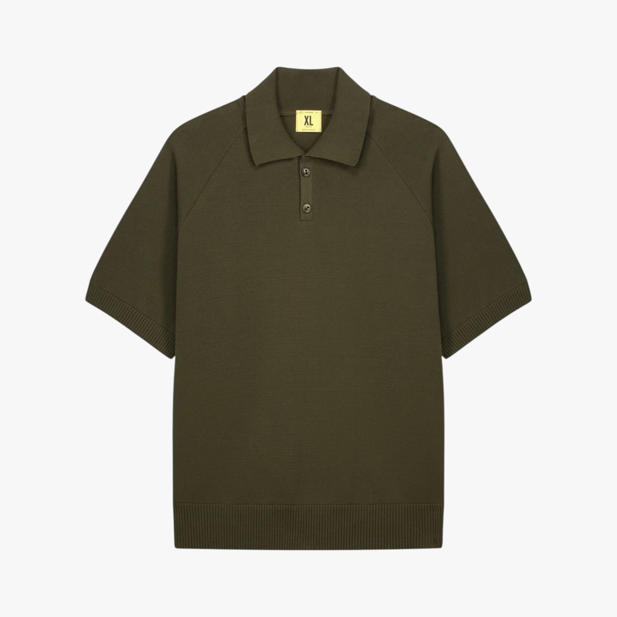 Front view of the Nitto Sevan Polo in khaki featuring a clean silhouette with distinctive raglan sleeve construction.