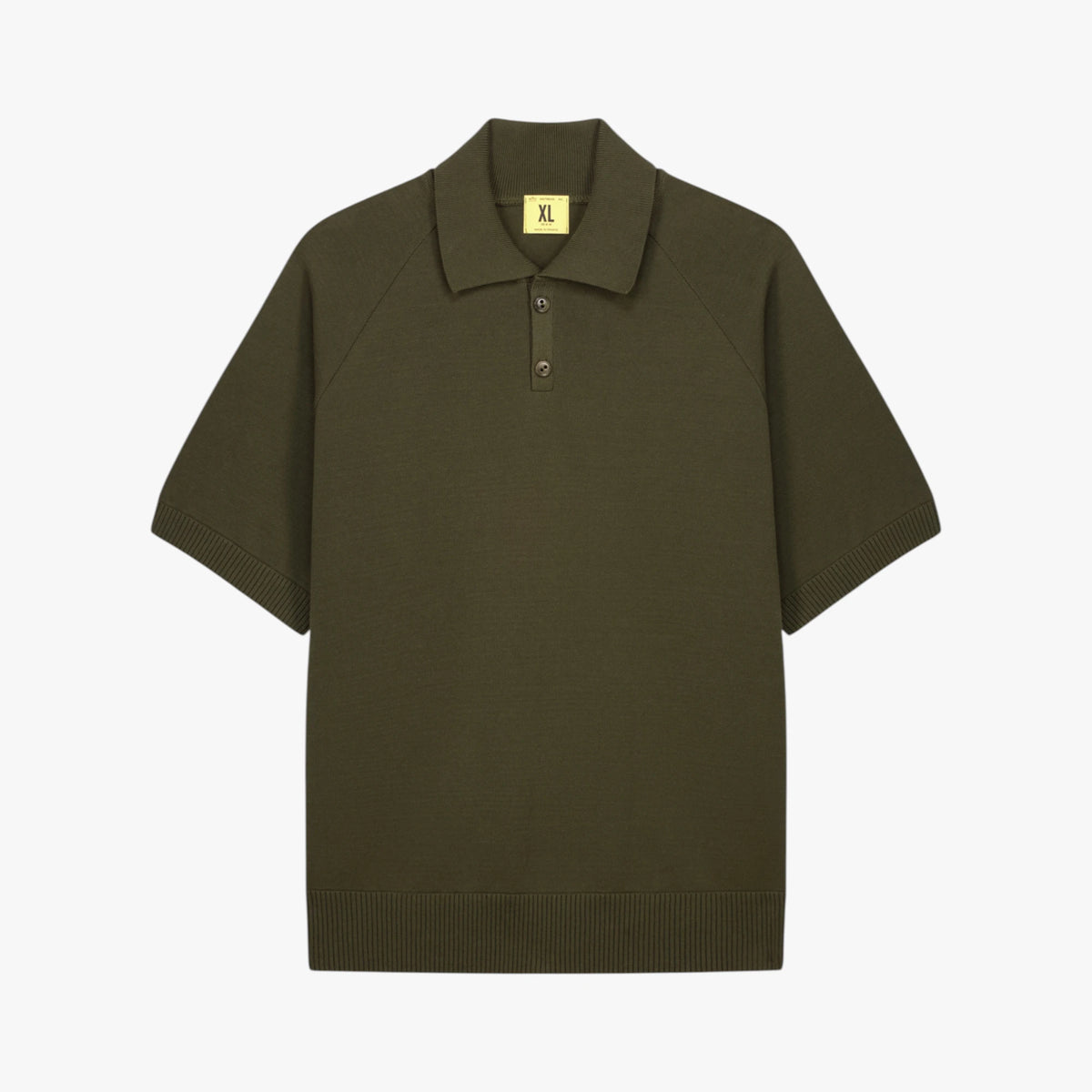 Front view of the Nitto Sevan Polo in khaki featuring a clean silhouette with distinctive raglan sleeve construction.