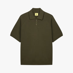 Front view of the Nitto Sevan Polo in khaki featuring a clean silhouette with distinctive raglan sleeve construction.