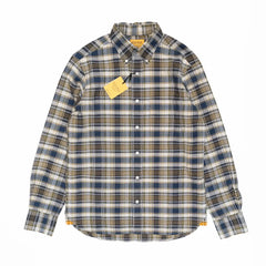 navy olive white madras check shirt mens button down collar long sleeve

