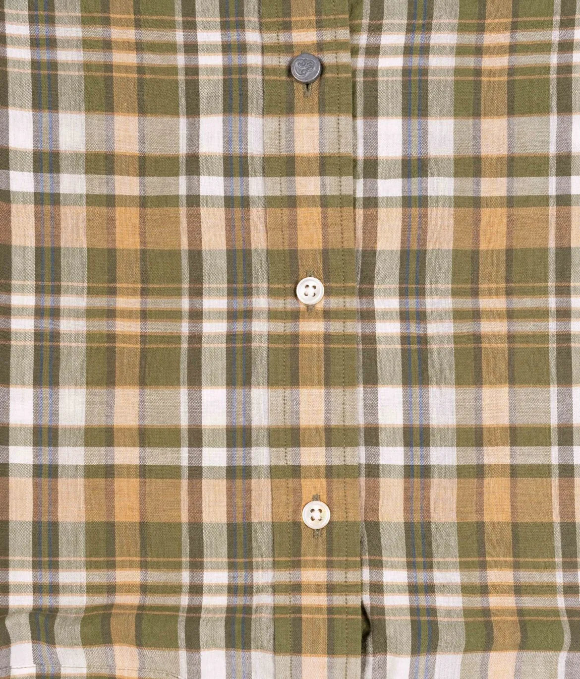 Original Madras Trading Company N5 Classic Button Down Collar Long Sleeve Shirt Green Yellow