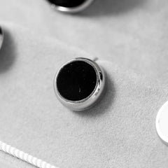 Refinement Formal Cuffs & Stud Set Onyx Silver Round Studs Detail