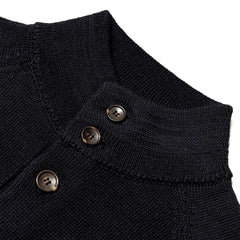 Refinement Knitwear Essential Raglan Bomber Knit Jacket Black Collar Detail