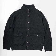 Refinement Knitwear Essential Raglan Bomber Knit Jacket Black Front View