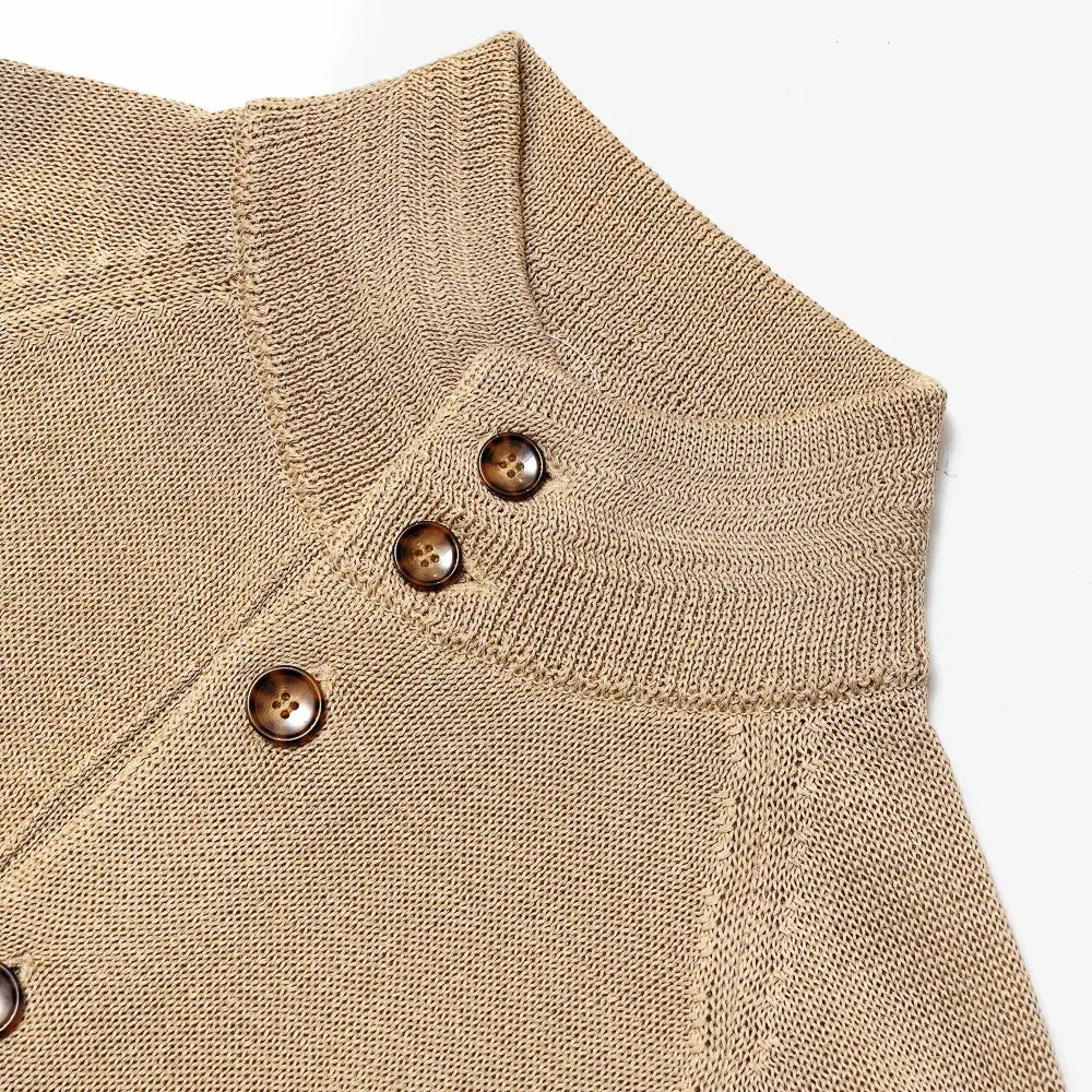 Refinement Knitwear Essential Raglan Bomber Knit Jacket Oat Meal Collar Detail