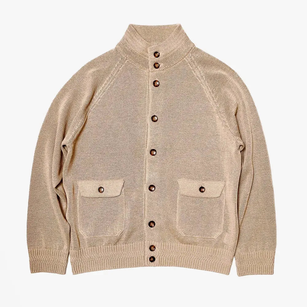 Refinement Knitwear Essential Raglan Bomber Knit Jacket Oat Meal Front View