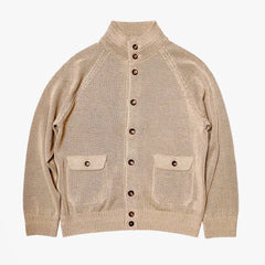 Refinement Knitwear Essential Raglan Bomber Knit Jacket Oat Meal Front View