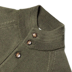 Refinement Knitwear Essential Raglan Bomber Knit Jacket Olive Collar Detail