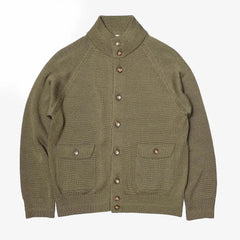 Refinement Knitwear Essential Raglan Bomber Knit Jacket Olive Front View