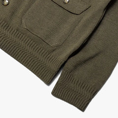 Refinement Knitwear Essential Raglan Bomber Knit Jacket Olive Raglan Sleeve Detail
