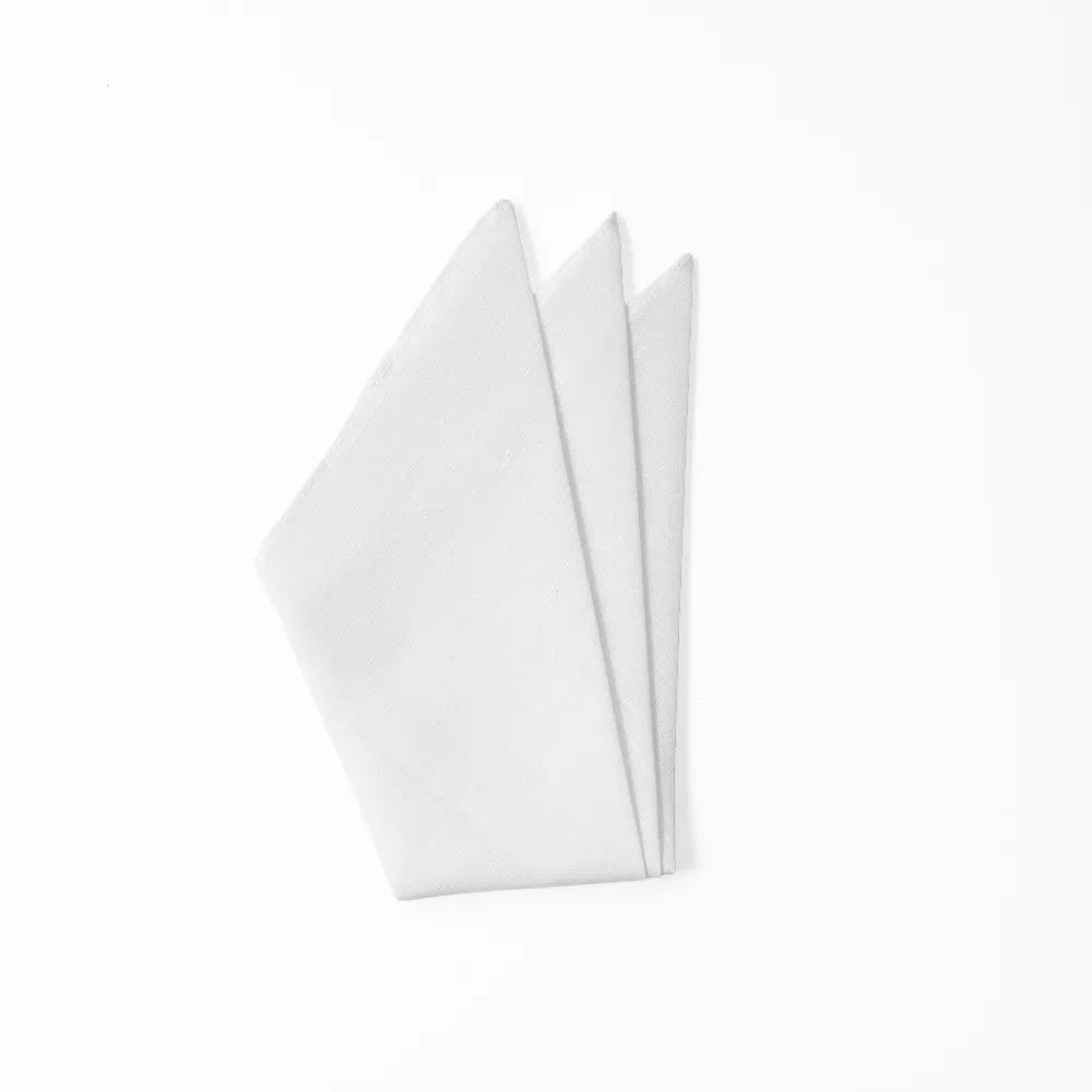 Refinement Linen Pocket Square White Front View