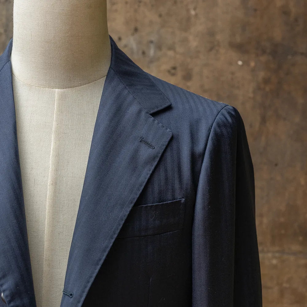Refinement Made By Ring Jacket Rmj - 03 Single Breasted Herringbone Suit Navy By Vbc - Refinement