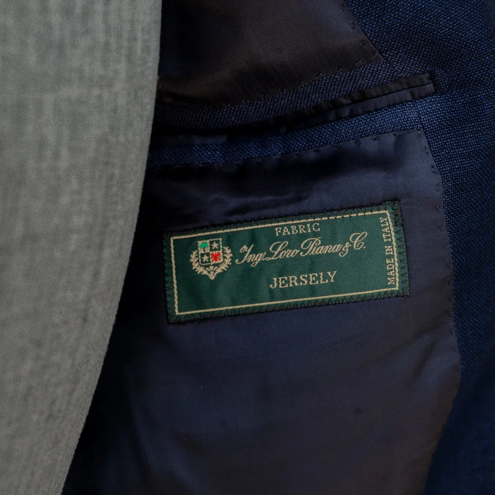 Refinement Made By Ring Jacket Rmj-03 Single Breasted Jacket Loro Piana Royal Blue Jersey Brand Label Detail