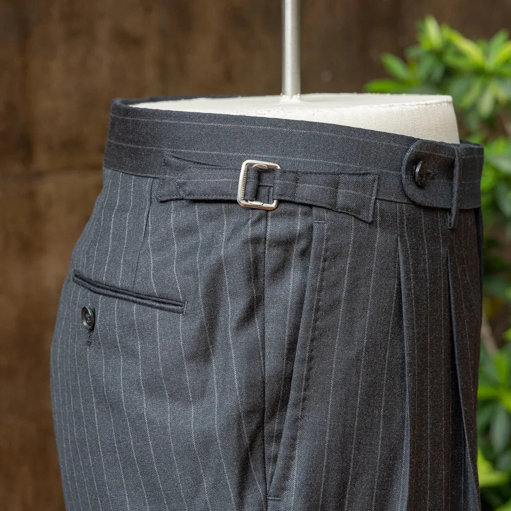 Refinement Made By Ring Jacket Rmj - 04 Double Breasted Suit Chalkstripe Charcoal Grey By Vbc - Refinement