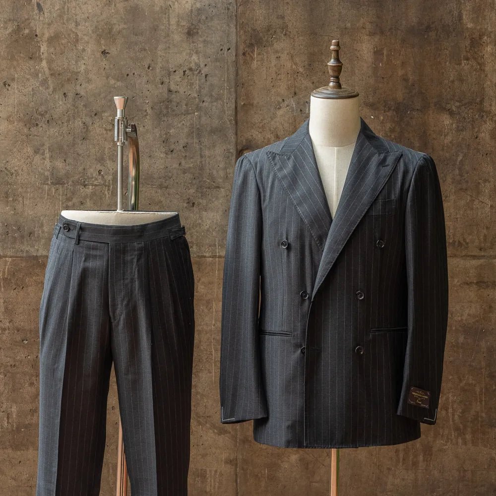 Refinement Made By Ring Jacket Rmj - 04 Double Breasted Suit Chalkstripe Charcoal Grey By Vbc - Refinement