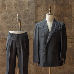 Refinement Made By Ring Jacket Rmj - 04 Double Breasted Suit Chalkstripe Charcoal Grey By Vbc - Refinement