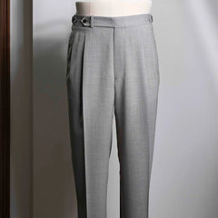 Front view of the Refinement Pantaloni Sartoriali Oatmeal by Drapers showing the clean tailored silhouette and soft oatmeal wool tone.