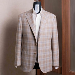Front view of the Refinement Tailoring Rfmt-01 Sport Jacket Grey Glen Check by Lanificio di Pray showing the classic tailored silhouette and refined glen check pattern.