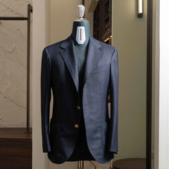 Front view of the Refinement Tailoring Rfmt-01 Sport Jacket in navy by Loro Piana featuring a soft structured silhouette.