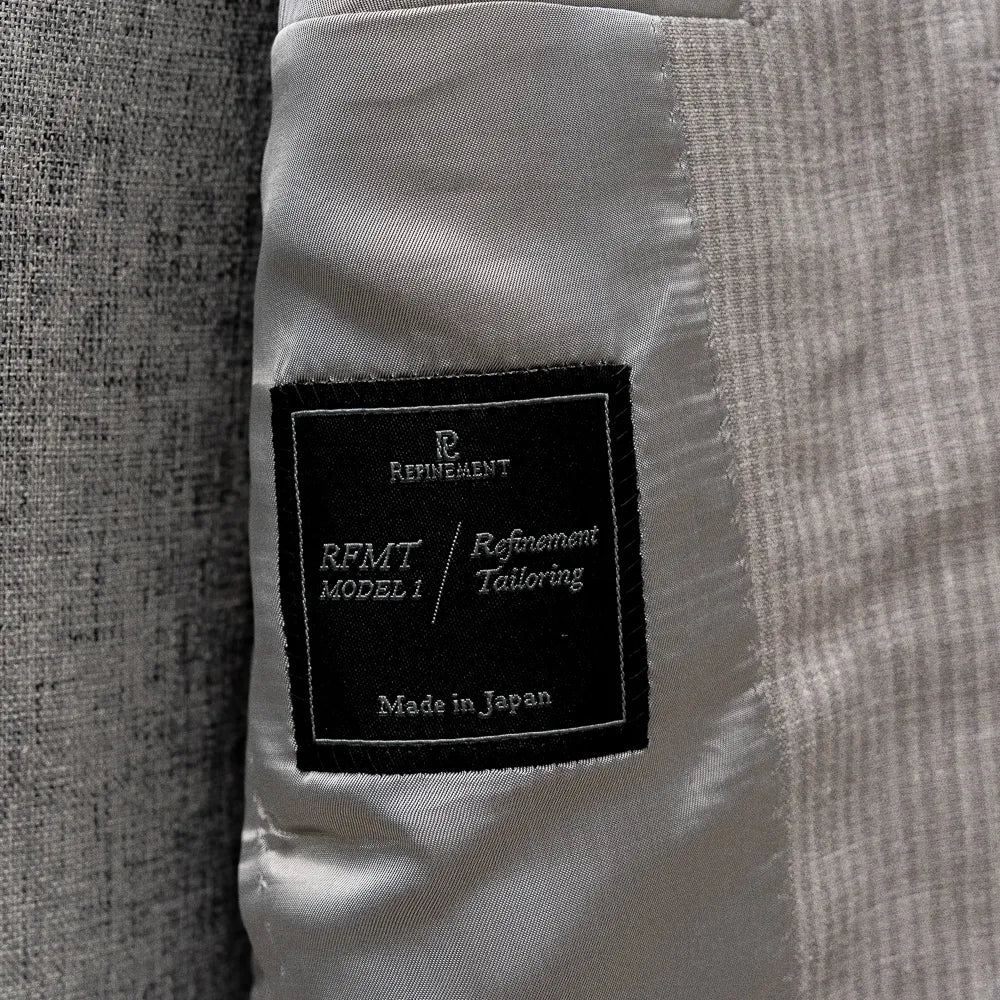 Refinement Tailoring RFMT-01 Sport Jacket Summertime Striped Grey by Loro Piana Brand Label Detail