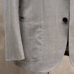 Refinement Tailoring RFMT-01 Sport Jacket Summertime Striped Grey by Loro Piana Chest Pocket Detail