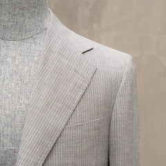Refinement Tailoring RFMT-01 Sport Jacket Summertime Striped Grey by Loro Piana Lapel Detail