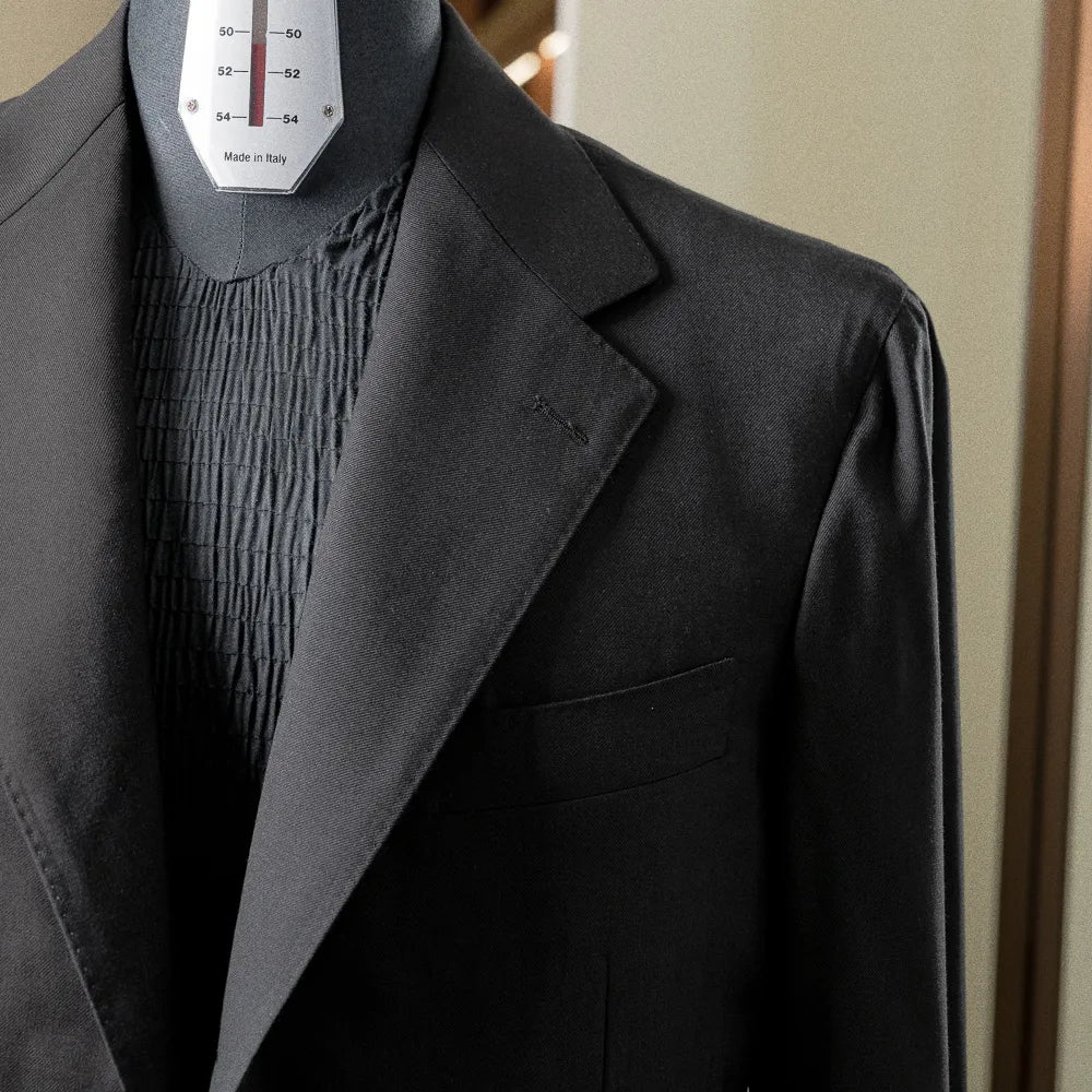Refinement Tailoring Rfmt-01 Suit Zelander Black By Loro Piana Lapel Detail