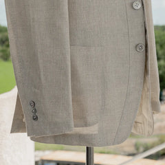 Ring Jacket Collarless Jacket Beige Front Pocket Detail