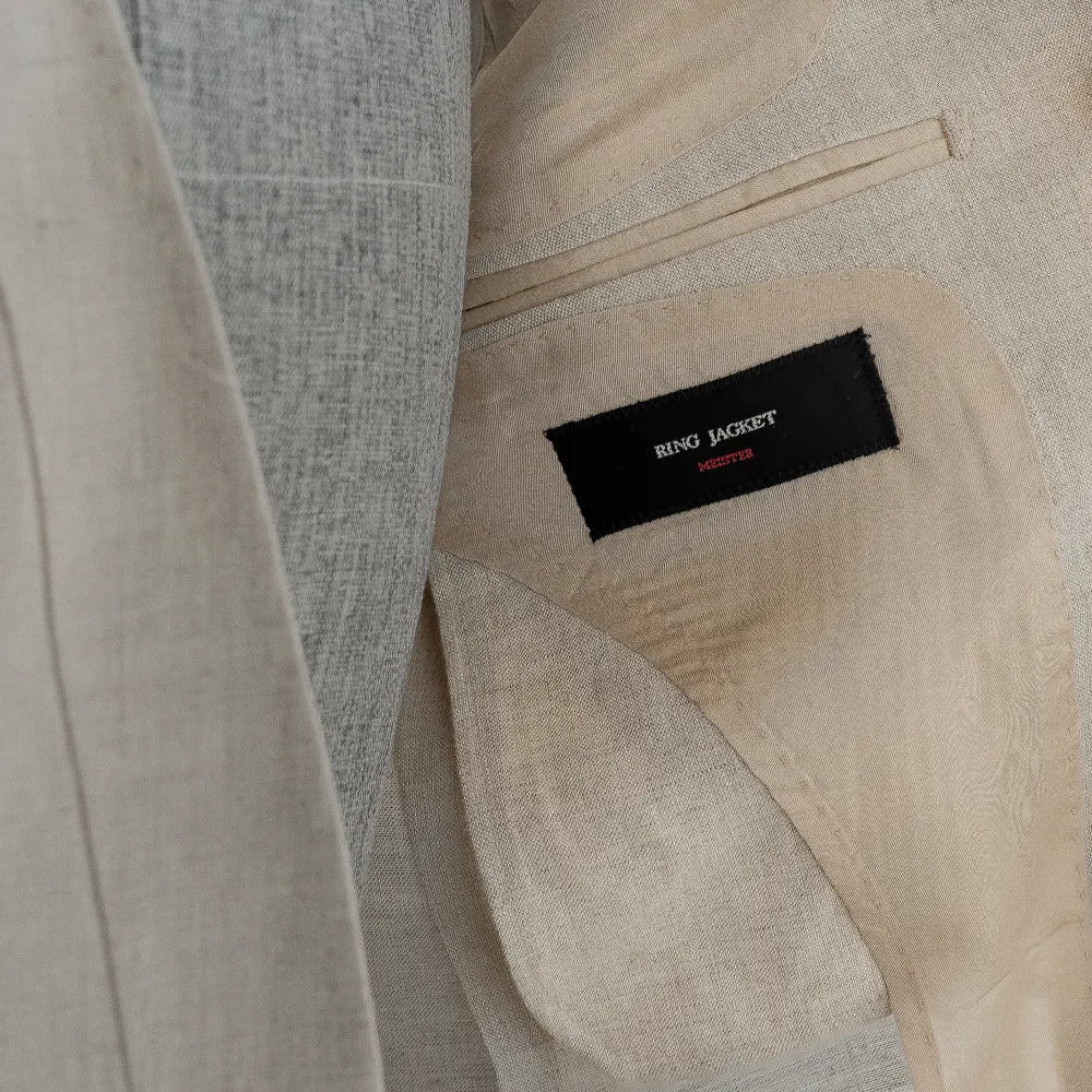 Ring Jacket Collarless Jacket Beige Interior Brand Label Detail